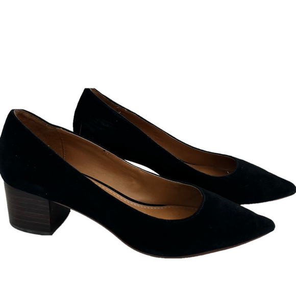 Crown Vintage Shoes - Black Heels Women’s Size 8.5 Shoes Pumps Suede Like Crown Vintage Pointed Toe